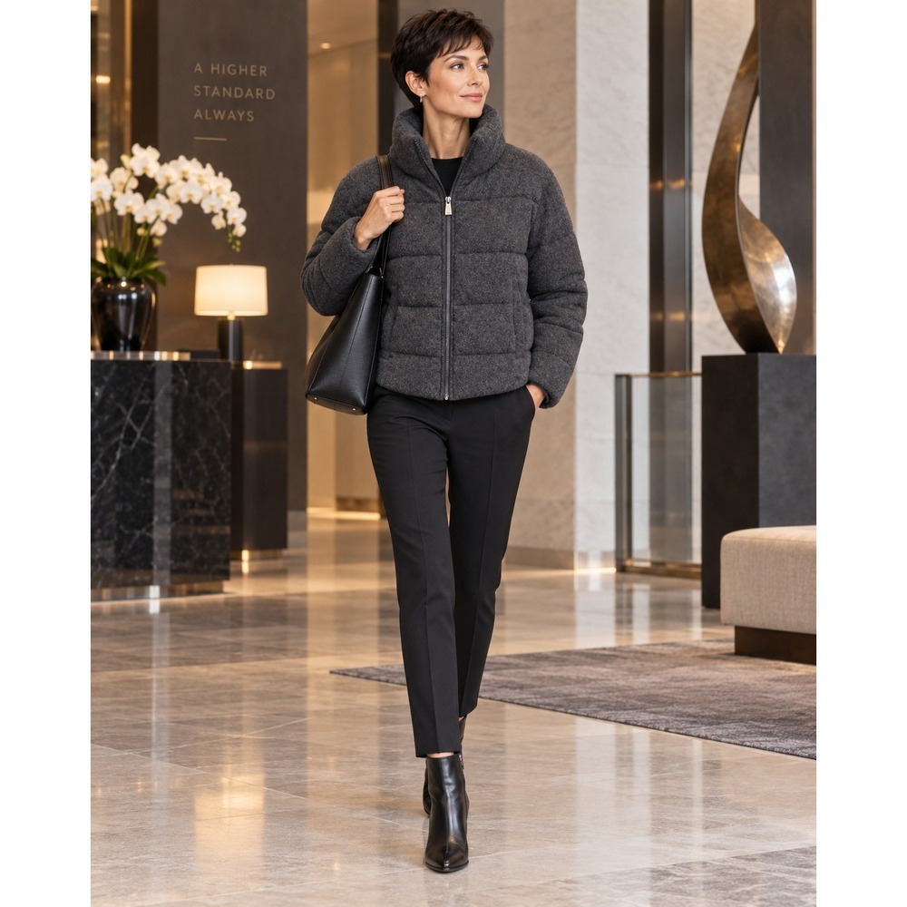NWT Latest QUINCE Mongolian Cashmere Puffer Jacket in Charcoal  SX, Ret. $400!